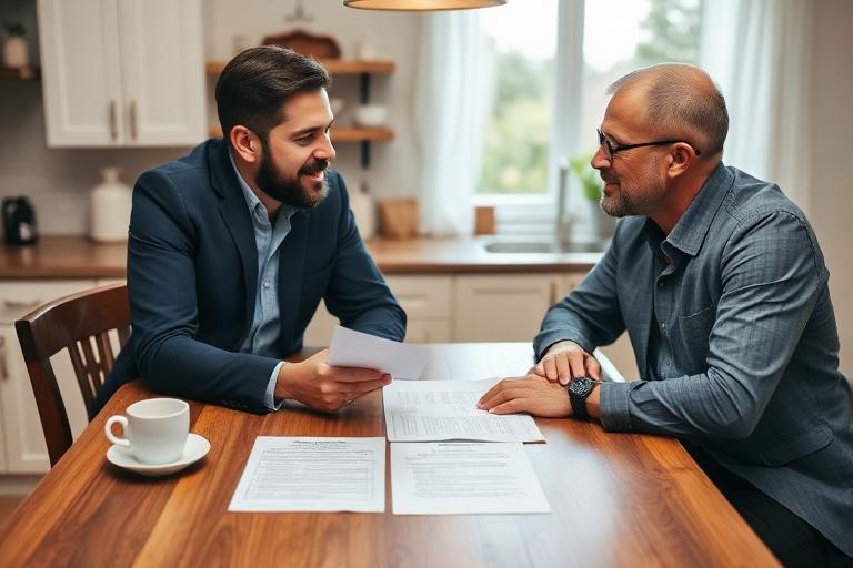 Real estate wholesaler negotiating property deal with motivated seller